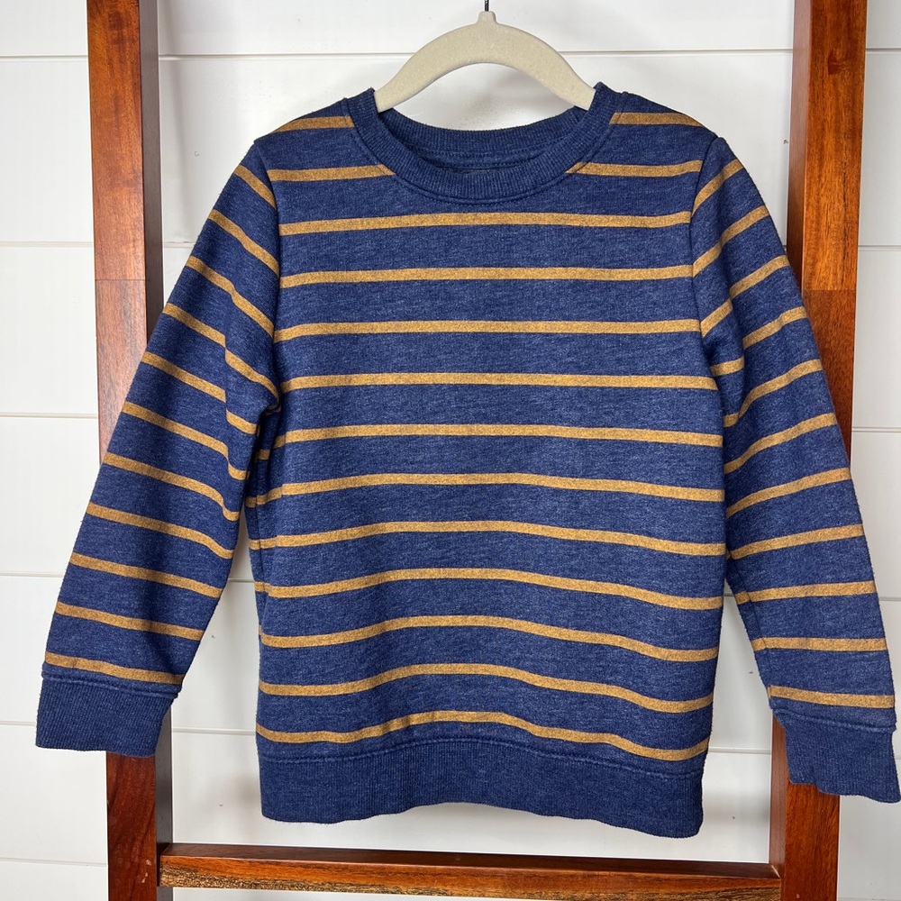 Cat & Jack, Navy and Tan Striped Crewneck Sweatshirt, 5T